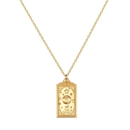 The World Tarot Necklace, Brass with 22k gold plated necklace for women, Handmade brass jewelry